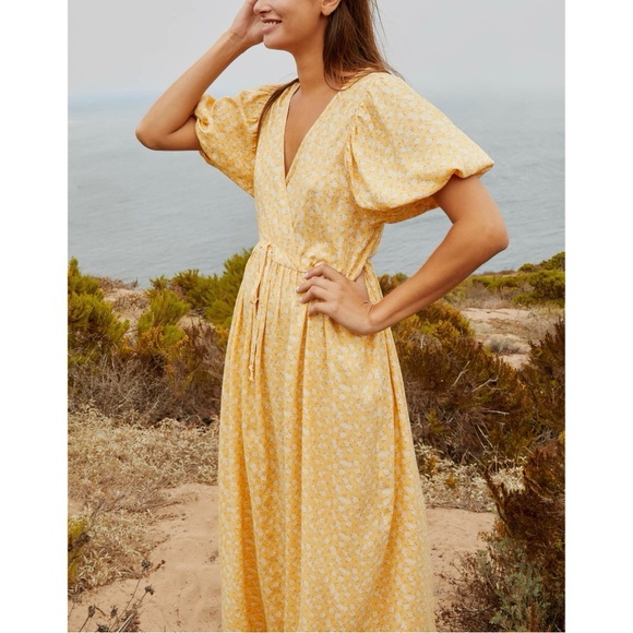 Christy Dawn The Dahlia Midi Puff-Sleeve Dress in Butterscotch Floral - Picture 5 of 7